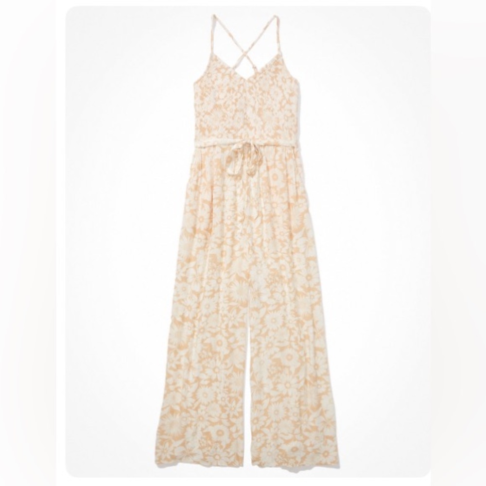 American Eagle Floral Smocked Jumpsuit